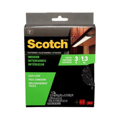 3M (815) RF4761 Scotch Indoor Fasteners RF4761, 3/4 in x 15 ft (19 mm x 4.57 m), Black, 1 Set of Strips, 3M Stock No. 7100104298