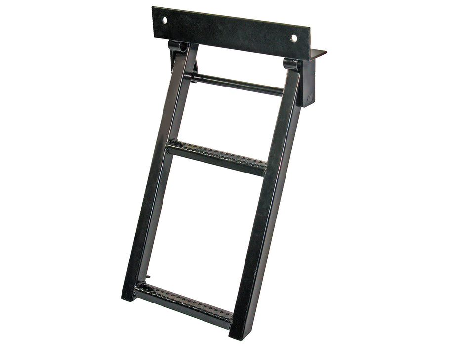 Buyers Products RS2 2-Rung Black Retractable Truck Steps with Nonslip Tread - 17.38 x 30.25 Inch