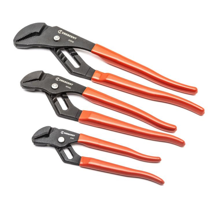 Apex Tool RT200SET3-05 Crescent 3 Pc. Straight Jaw Dipped Handle Tongue and Groove Plier Set 7", 10" & 12"