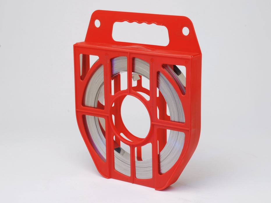 Ideal Tridon (182) ST206R Strapbinder 3/4" Stainless Steel Self Dispensing in Plastic Red Tote - 100 FT