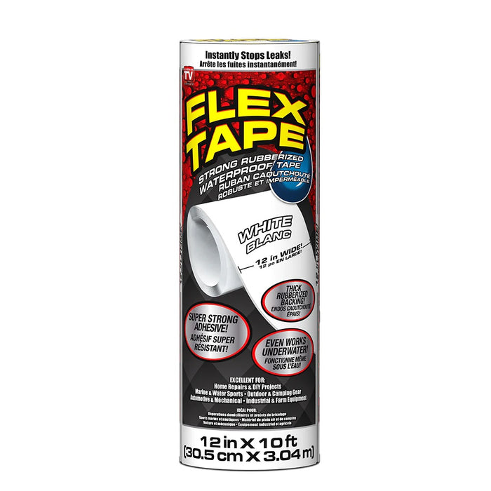 Flex Seal (239) TFSWHTC1210 WHITE, 12 in x 10 ft (30.5 cm x 3.04 m) Flex Tape Super Strong Waterproof Tape