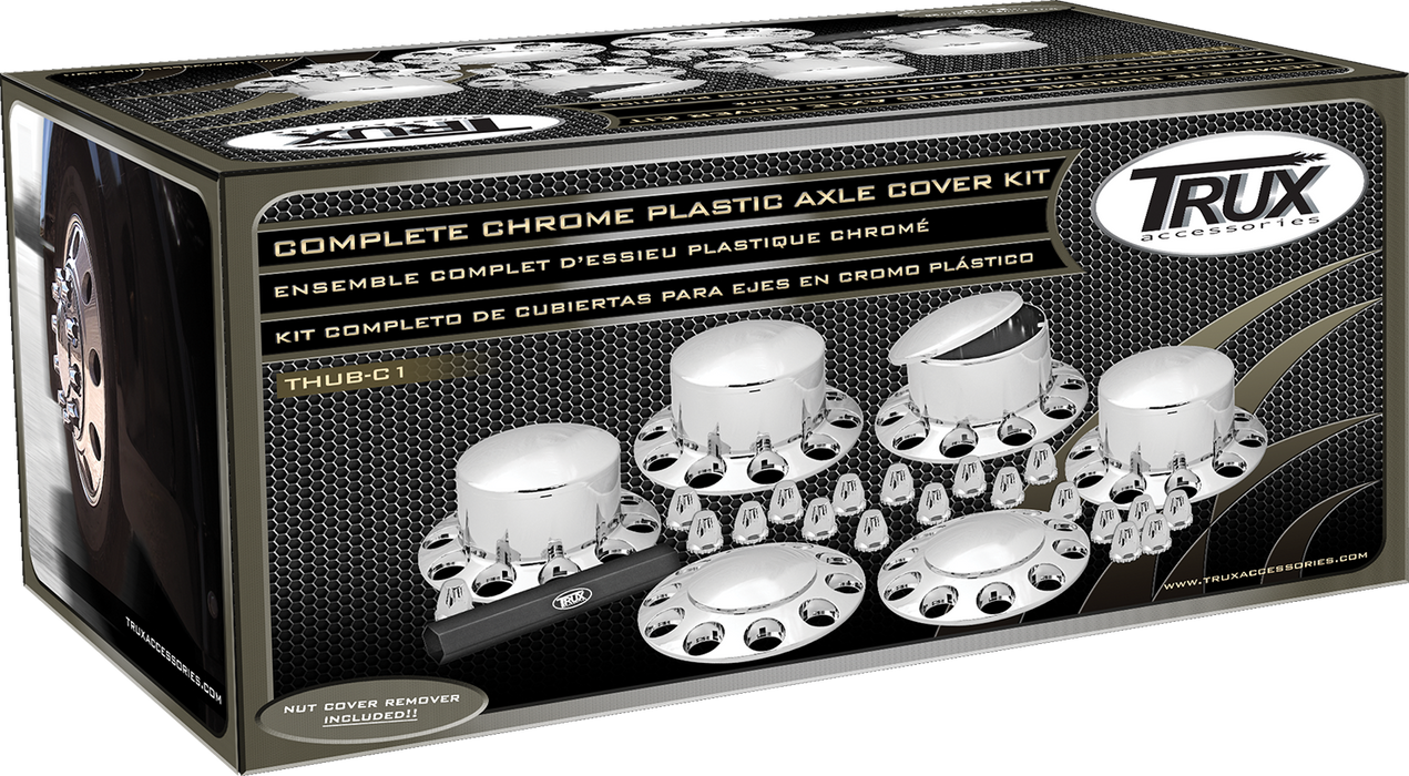 Trux Accessories (737) THUB-C1 Kit - Chrome Plastic Front & Rear Hub Cover Kit