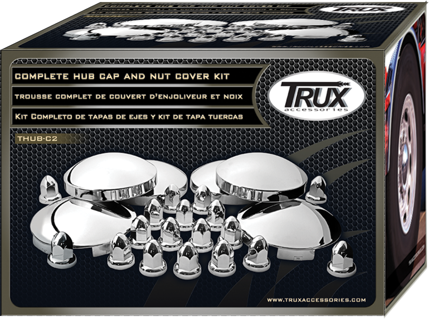 Trux Accessories (737) THUB-C2 Kit - Chrome Metal Front & Rear Hubcap Kit