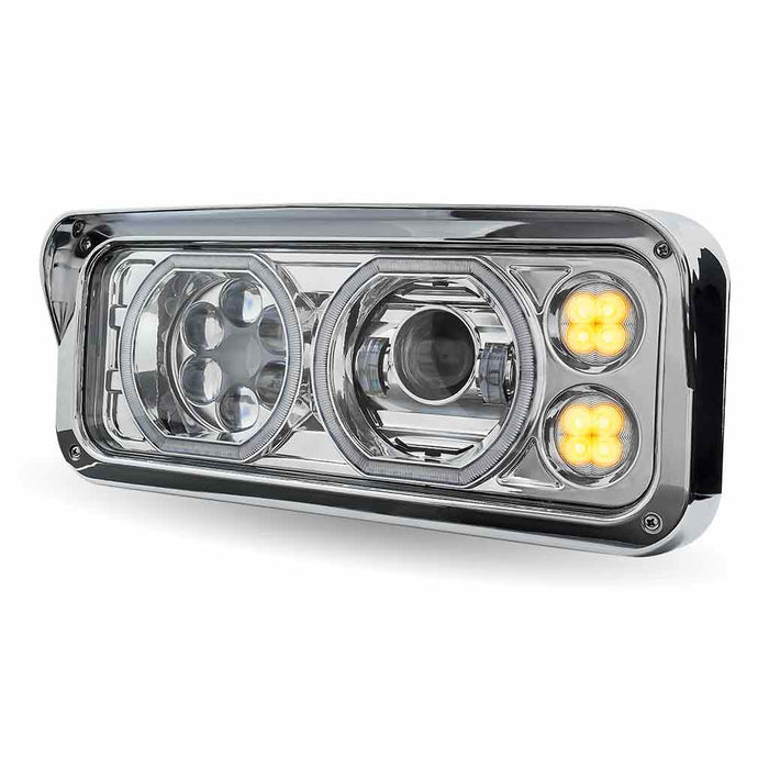 Trux Accessories (737) TLED-H120 TRUX Universal LED Projector Headlight Assembly with Glow Position Halos & Marker LEDs – Chrome (Driver Side)