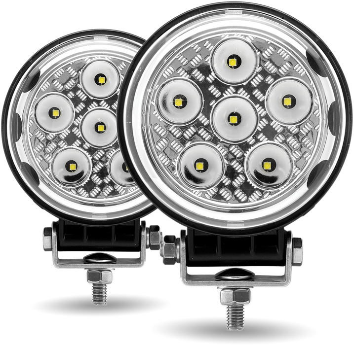 Trux Accessories TLED-U102 Radiant Round Work Light with Side Diodes (Pair)