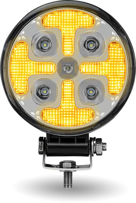 Trux Accessories (737) TLED-U114 Round Combo LED Worklight with Amber Strobe