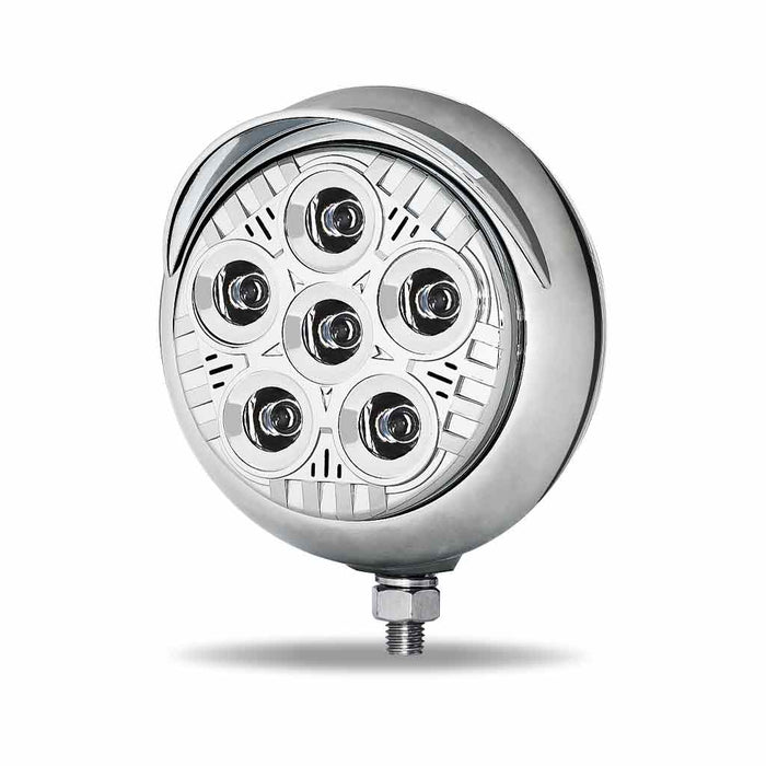 Trux Accessories (737) TLED-UX4 LEGACY SERIES ROUND LED LOAD/WORK LIGHT WITH CHROME FRONT - CHROME HOUSING - CHROME VISOR