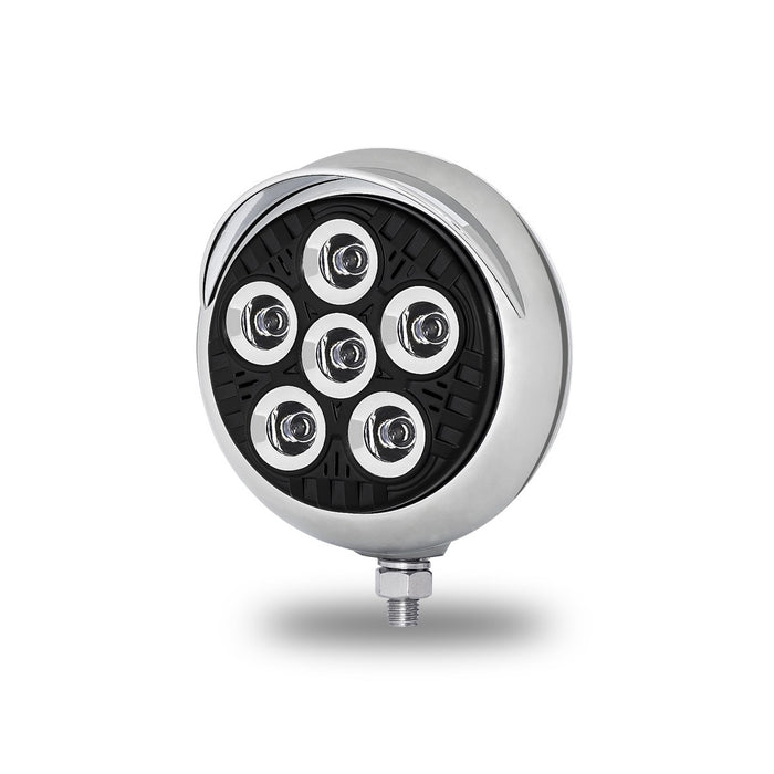 Trux Accessories (737) TLED-UX6 LEGACY SERIES ROUND LED LOAD/WORK LIGHT WITH BLACK FRONT - CHROME HOUSING - CHROME VISOR