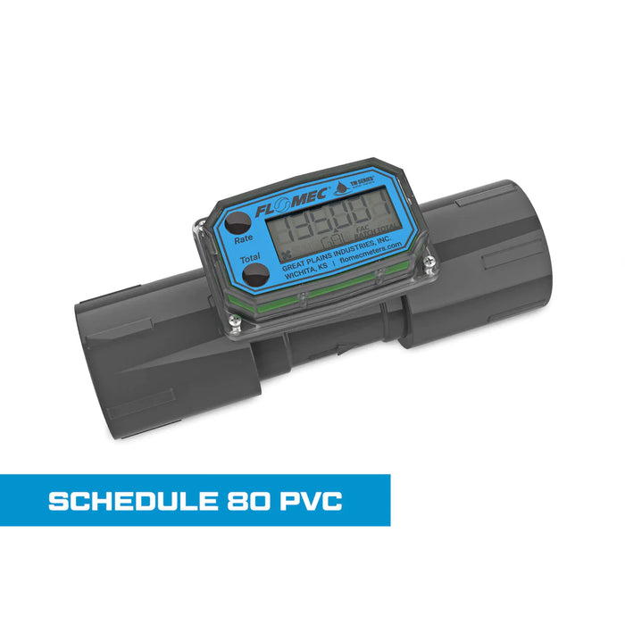 GPI TM15NQ9GMB TURBINE FLOW METER, BATTERY POWERED DISPLAY, SCHEDULE 80 PVC FOR WATER