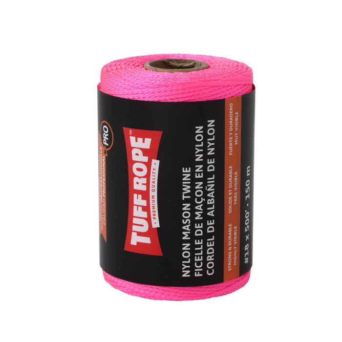 Tuff Rope (344) TR18150BMTP No.18 x 500' Braided Nylon Mason Twine Pink (1.8mm x 150m)