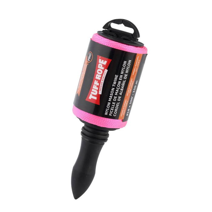 Tuff Rope (344) TR18150BMTPR No.18 x 500' Braided Nylon Mason Twine Reel Pink (1.8mm x 150m)