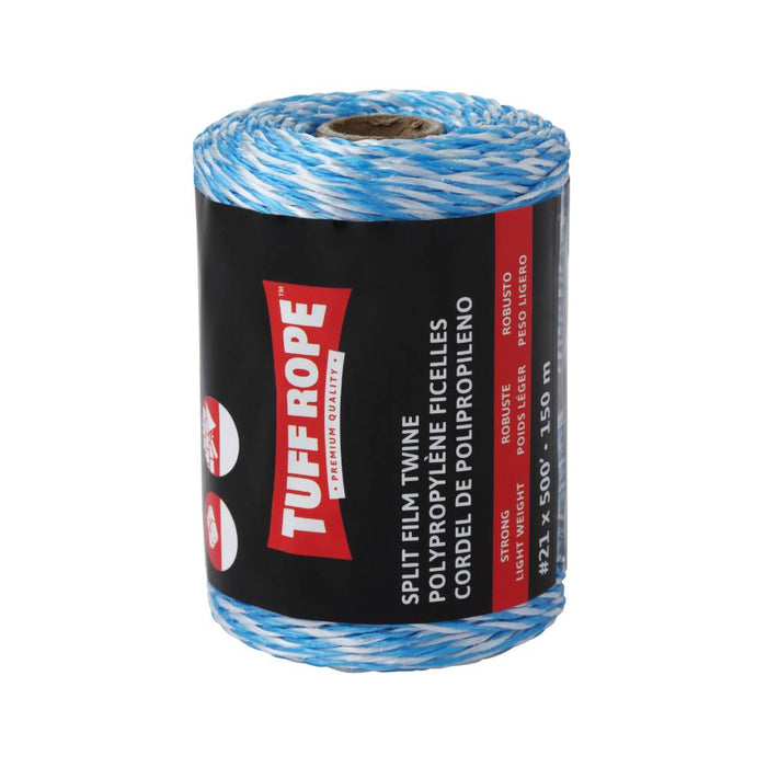 Tuff Rope (344) TR21152TPTWL No.21 x 500' Twisted Poly Twine White and Blue (1.7mm x 152m)