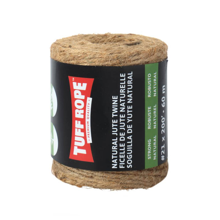 Tuff Rope (344) TR2160TJTN-CL No.21 x 200' Twisted Jute Twine Natural (1.7mm x 60m)