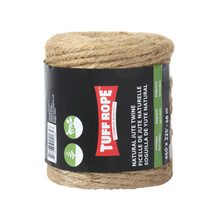 Tuff Rope (344) TR6068TJTN-CL No.60 x 225' Twisted Jute Twine Natural (2.9mm x 68m)
