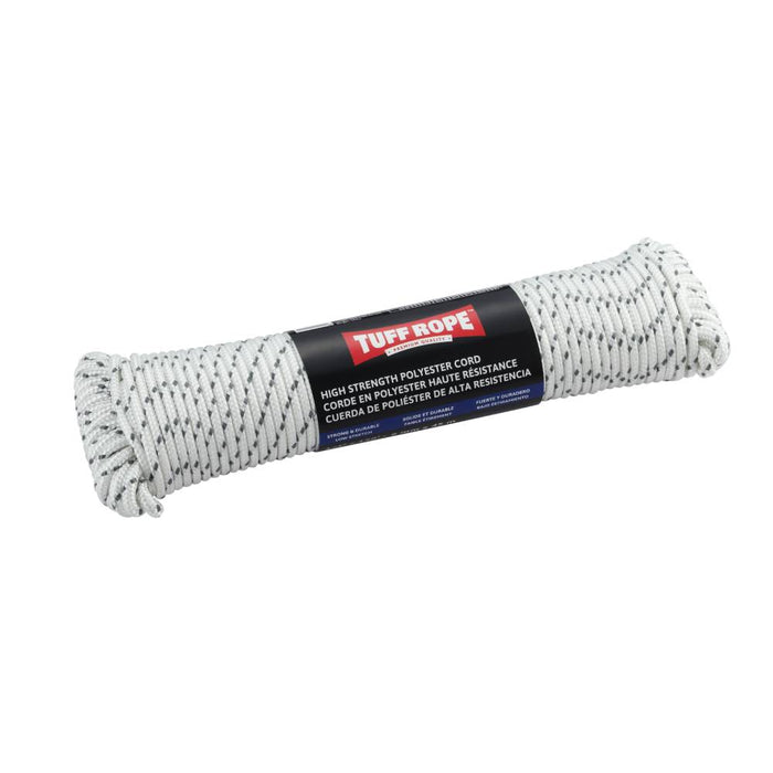 Tuff Rope (344) TR645WPETBH 1/4" x 150' Braided Polyester Rope White (6mm x 45m)