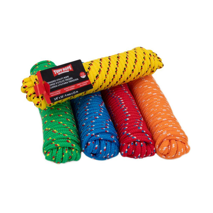 Tuff Rope (344) TR915MFPHA 3/8" x 50' MFP Utility Rope (9mm x 15m), Assorted Colours