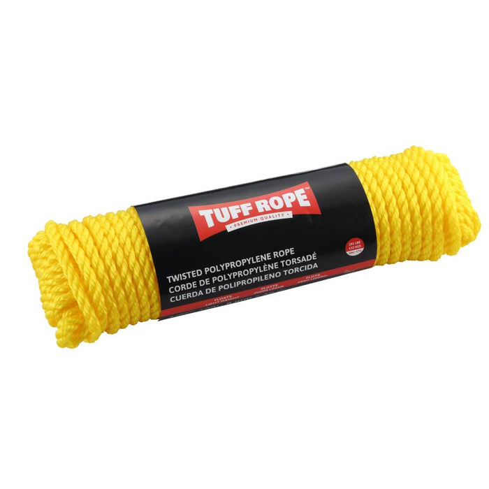 Tuff Rope (344) TR930YPTH 3/8" x 100' Twisted Polypro Rope Yellow (9mm x 30m)