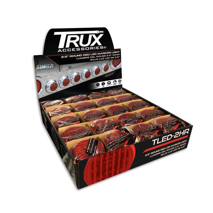 Trux Accessories (737) TRX-236 POS DISPLAY OF 40 X 2.5" RED RIBBED LED MARKER LIGHTS (13 DIODES)
