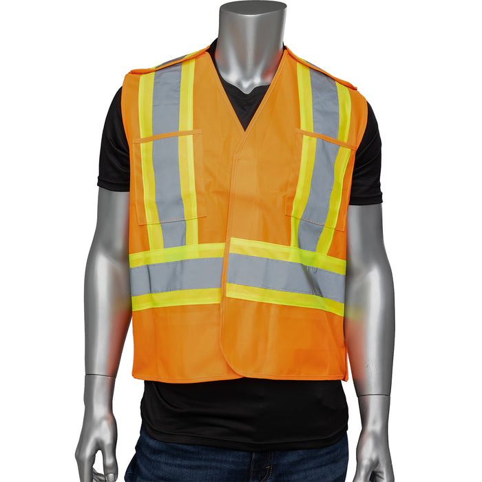 PIP Canada (449) TSV2OG1823X DYNAMIC™ ANSI Type R Class 2 and CSA Z96 Two-Tone X-Back Breakaway Vest with "D" Ring Access. Size 2XL/3XL.