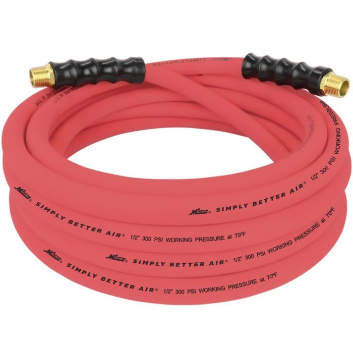 Milton ULR122512 Milton® 1/2" Ultra Lightweight Rubber Hose, 25' Air Hose w/ 1/2" NPT Male Inlet Thread Ends