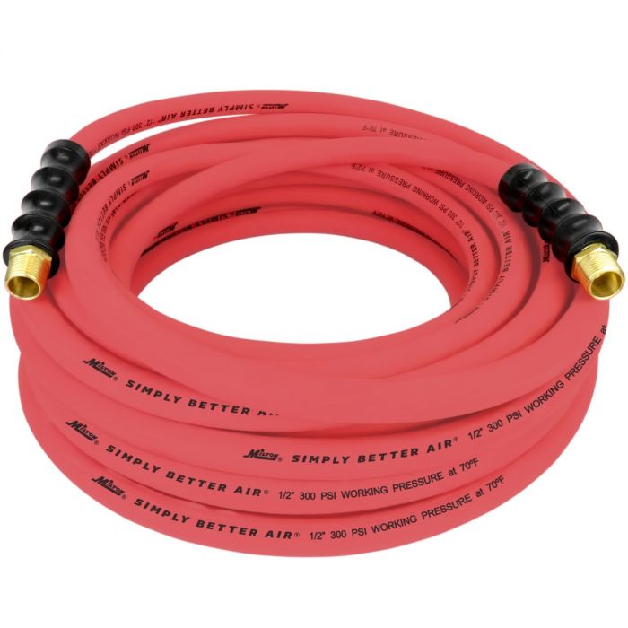 Milton ULR125012 Milton® 1/2" Ultra Lightweight Rubber Hose, 50' Air Hose w/ 1/2" NPT Male Inlet Thread Ends