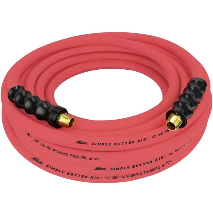 Milton (625) ULR125038 Milton® 1/2" Ultra Lightweight Rubber Hose, 50' Air Hose w/ 3/8" NPT Male Inlet Thread Ends