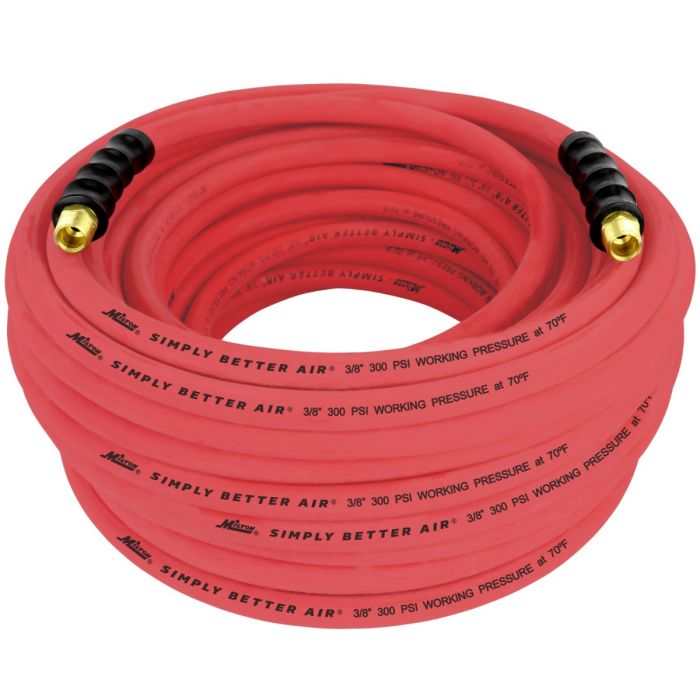 Milton ULR3810038 Milton® 3/8" Ultra Lightweight Rubber Hose, 100' Air Hose w/ 3/8" NPT Male Inlet Thread Ends