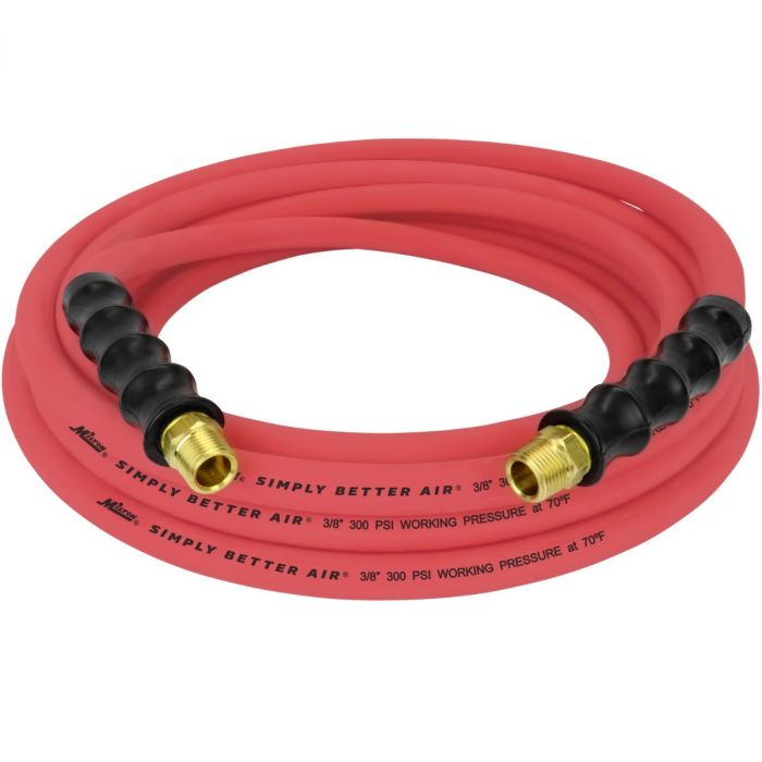 Milton (625) ULR382538 Milton® 3/8" Ultra Lightweight Rubber Hose, 25' Air Hose w/ 3/8" NPT Male Inlet Thread Ends