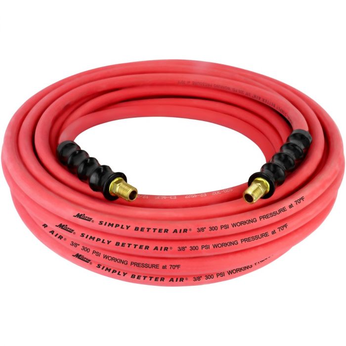 Milton ULR385014 Milton® 3/8" Ultra Lightweight Rubber Hose, 50' Air Hose w/ 1/4" NPT Male Inlet Thread Ends