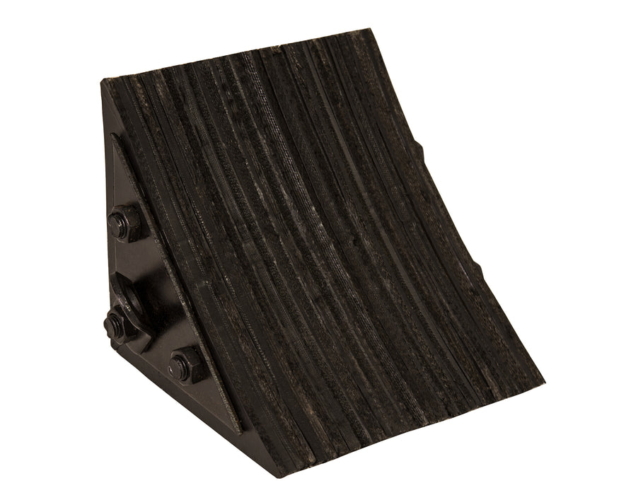 Buyers Products WC0888 Heavy Duty Rubber Wheel Chock with Retaining Bracket for Chains 8.75x8x8 Inch