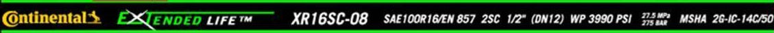 Continental Hydraulic (510) XR16SC-08X390RL XR16SC-08X390RL X-LIFE 100R16/857 2SC High Pressure Hose.