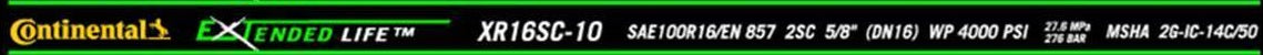 Continental Hydraulic (510) XR16SC-10X260RL XR16SC-10X260RL X-LIFE 100R16/857 2SC High Pressure Hose.