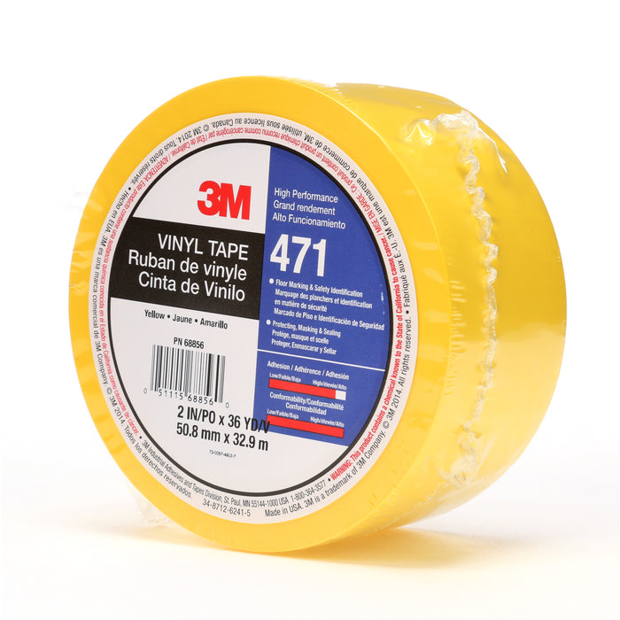 3M 471-2X36-YLW-IW 3M™ Vinyl Tape, 471, yellow, 2.0 in x 36.0 yd x 5.2 mil (5.1 cm x 32.9 m x 0.1 mm), Colour: Yellow, 3M Stock No. 7100044478