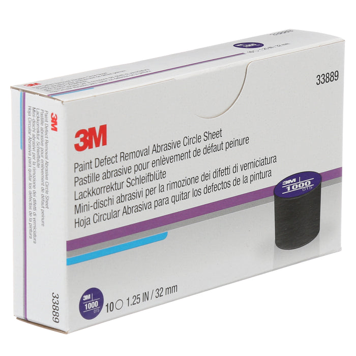 3M 33889 3M™ Paint Defect Removal Abrasive Circle Sheet, 33889, 1000, 1.25 in (3.2 cm), 3M Stock No. 7100054235