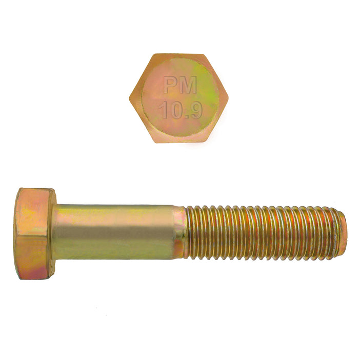 H. Paulin (680) 009-025 Paulin M12-1.75 x 60mm Metric Hex Head Cap Screws CL 10.9 Coarse Zinc-Yellow DIN931 PT 2 Pcs