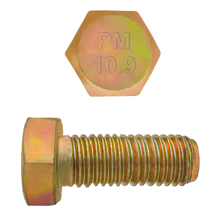 H. Paulin (680) 613-438 Paulin M14-2.00 x 30mm Metric Hex Head Cap Screws CL 10.9 Coarse Zinc-Yellow DIN933 FT 25 Pcs