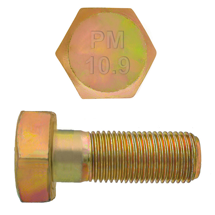 H. Paulin (680) 613-499 Paulin M18-2.50 x 35mm Metric Hex Head Cap Screws CL 10.9 Coarse Zinc-Yellow DIN931 PT 25 Pcs