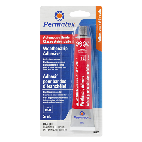 Permatex 31803 PERMATEX WEATHERSTRIP ADHESIVE, YELLOW 80BR 59ML CARDED TUBE