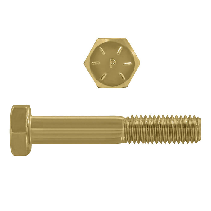 H. Paulin 079-324 Paulin 1/4"-20 x 4" Hex Head Cap Screws Grade 8 UNC Zinc-Yellow PT 100 Pcs