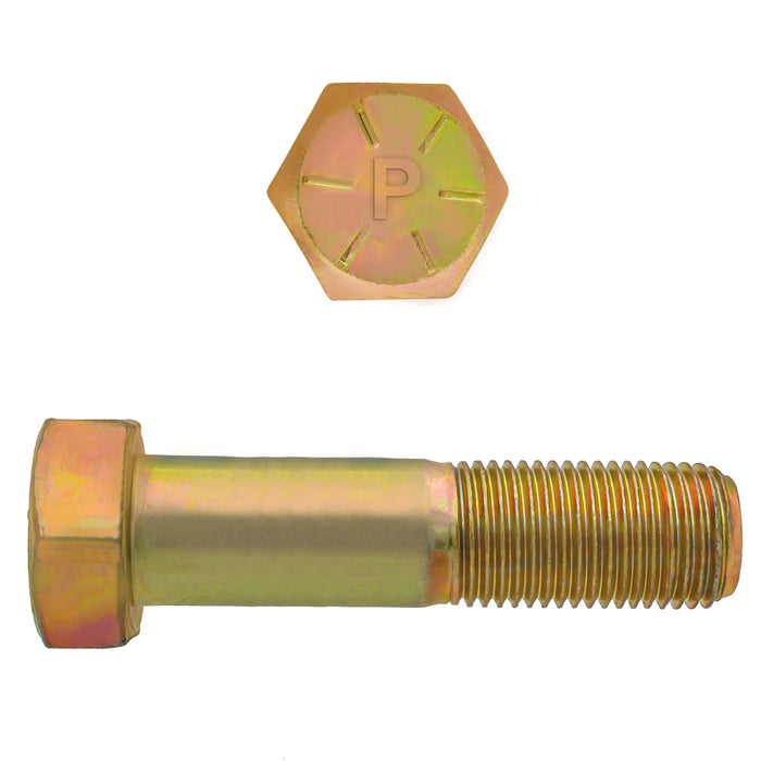 H. Paulin 080-498 Paulin 3/8"-24 x 2-1/2" Hex Head Cap Screws Grade 8 UNF Zinc-Yellow PT 100 Pcs