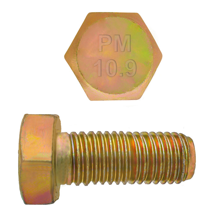 H. Paulin (680) 613-500 Paulin M18-2.50 x 40mm Metric Hex Head Cap Screws CL 10.9 Coarse Zinc-Yellow DIN933 FT 25 Pcs