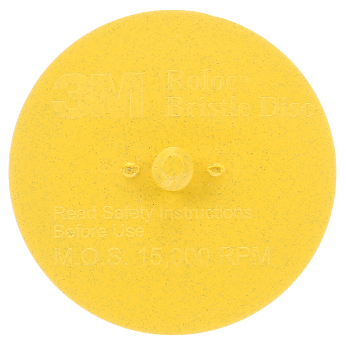 3M 07527 Scotch-Brite™ Roloc™ Bristle Disc, MED, 3 in x 5/8 in (7.62 cm x 1.59 cm), Colour: Yellow, 3M Stock No. 7100138170