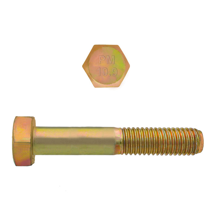 H. Paulin (680) 009-012 Paulin M8-1.25 x 50mm Metric Hex Head Cap Screws CL 10.9 Coarse Zinc-Yellow DIN931 PT 3 Pcs