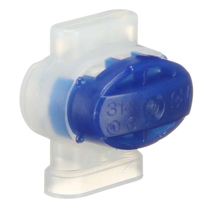 3M (815) 314-POUCH 3M™ Scotchlok™ Electrical Insulation Displacement Connector, 314, blue, self stripping, moisture resistant, flame retardant, pigtail, 22-14 AWG, Colour: Blue, 3M Stock No. 7100166936