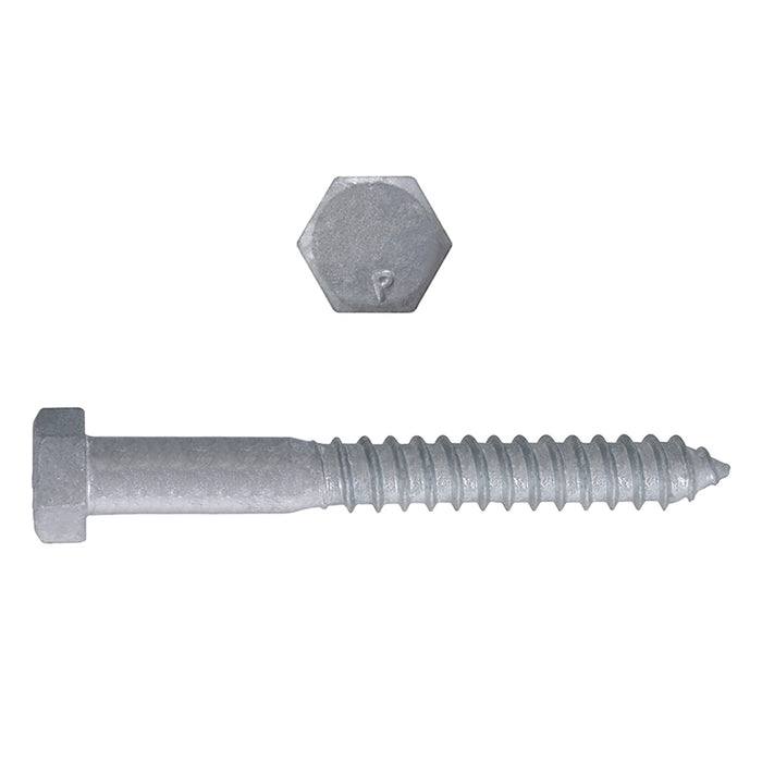 H. Paulin (680) 854-318 Paulin 1/4" x 2-1/2" Hex Lag Bolts Steel Galvanized 100 pcs