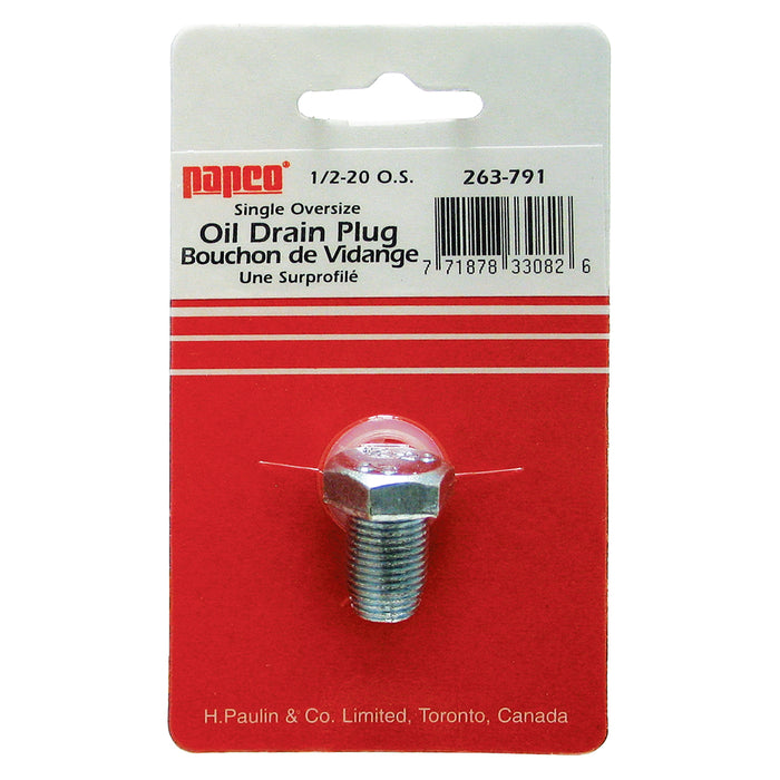 H. Paulin 263-791 Papco 1/2"-20 Drain & Filler Plugs Plain 1Pcs