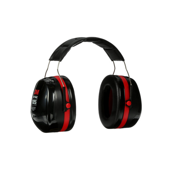 3M H10A 3M™ PELTOR™ Optime™ 105 Earmuffs, H10A, over-the-head, 10 pairs per case, Colour: Black/Red, 3M Stock No. 7000009665