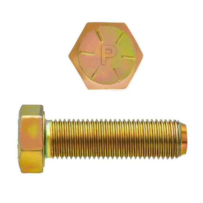 H. Paulin 080-491 Paulin 3/8"-24 x 1-1/4" Hex Head Cap Screws Grade 8 UNF Zinc-Yellow FT 100 Pcs