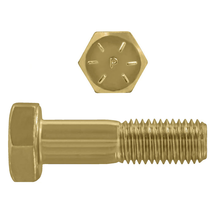 H. Paulin B079-676 Paulin 5/8"-11 x 2-1/4" Hex Head Cap Screws Grade 8 UNC Zinc-Yellow PT 150 Pcs
