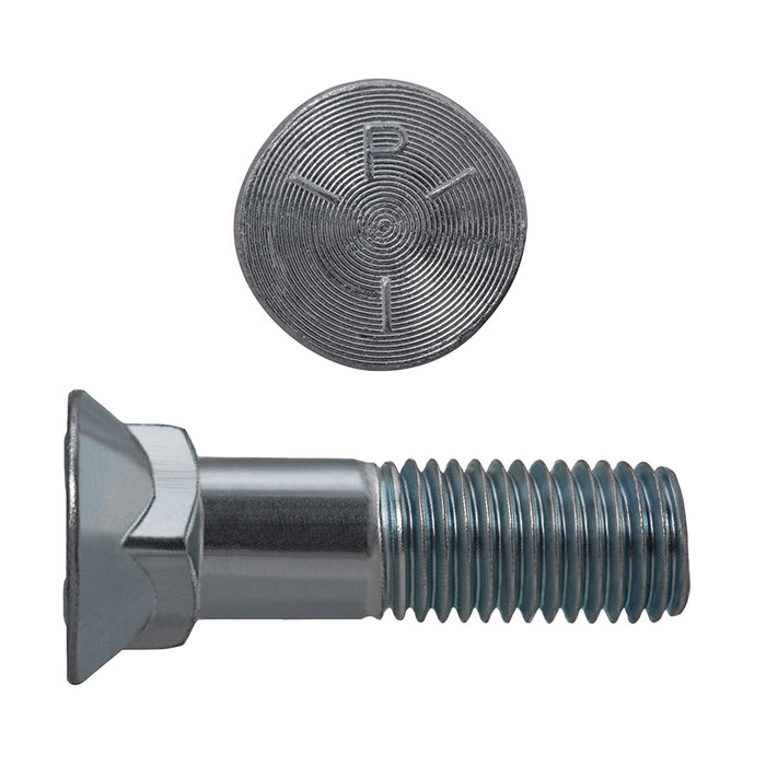 H. Paulin 133-585 Paulin 1/2"-13 x 1-3/4" Flat No.3 Head Plow Bolts Steel Zinc Grade 5 UNC PT 50 pcs